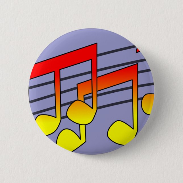 Music Notes 6 Cm Round Badge (Front)