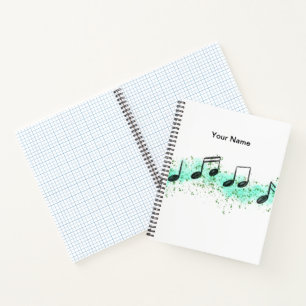 Music Notes Abstract Art Notebook - Aqua & Green