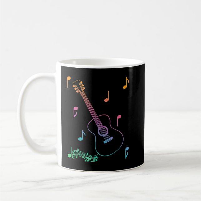 Music Notes Acoustic Guitar Coffee Mug (Left)