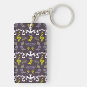 Music Notes and Birds Key Ring