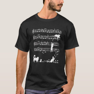 Music Notes And Cats Naughty Cats Playing T-Shirt