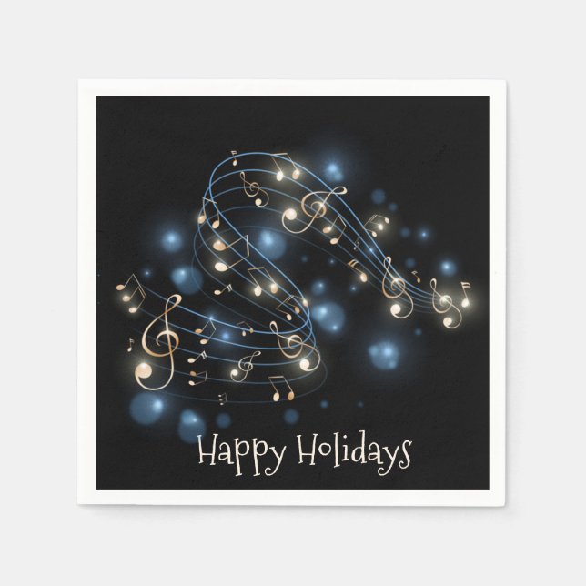 Music Notes and Christmas Lights  Napkin (Front)