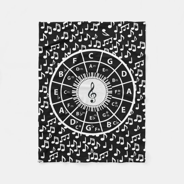 Music notes and circle of fifths fleece blanket (Front)