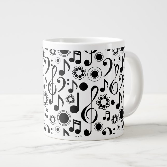 Music Notes and Clefs Large Coffee Mug (Front Right)