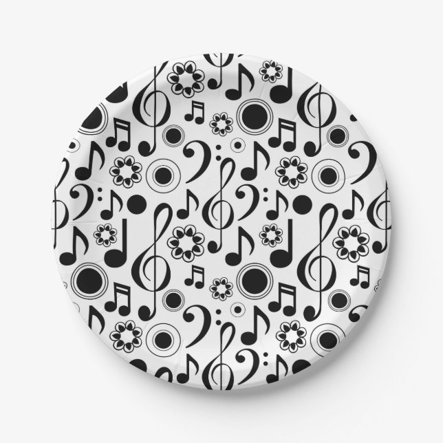 Music Notes and Clefs Paper Plate (Front)