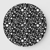 Music Notes and Clefs - White on Black