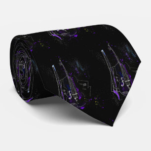 Music Notes And Double Bass Tie