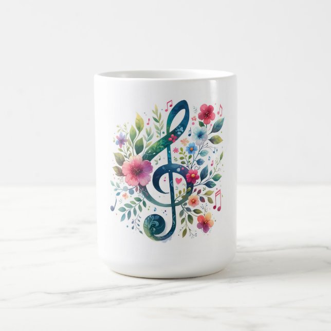 Music Notes and Flowers Coffee Mug (Center)