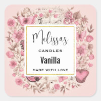 Music Notes and Flowers Retro Style Candle Biz