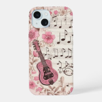 Music Notes and Flowers Retro Style