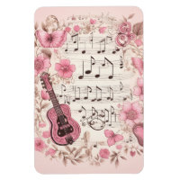 Music Notes and Flowers Retro Style