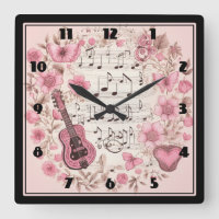 Music Notes and Flowers Retro Style