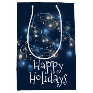 Music Notes and Holiday Lights   Medium Gift Bag