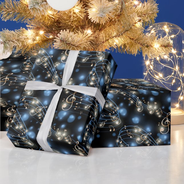 Music Notes and Holiday Party Lights Wrapping Paper (Holidays)