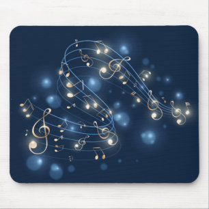 Music Notes and Lights On Blue Mouse Pad