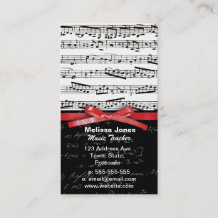 Music notes and math equations business card
