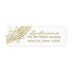 Music Notes and Star of David Return Address Label
