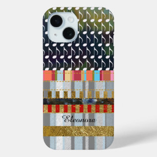 music-notes and stripes pattern cool iPhone 15 case