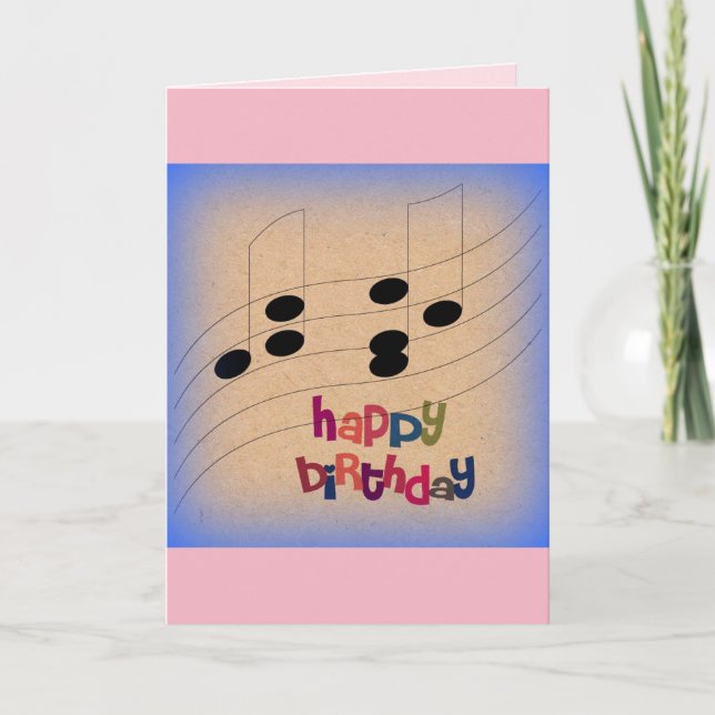 Music Notes and Text Birthday Greeting Card Friend (Front)
