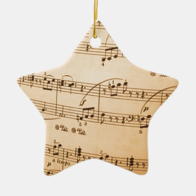 Music Notes Background Ceramic Ornament (Front)