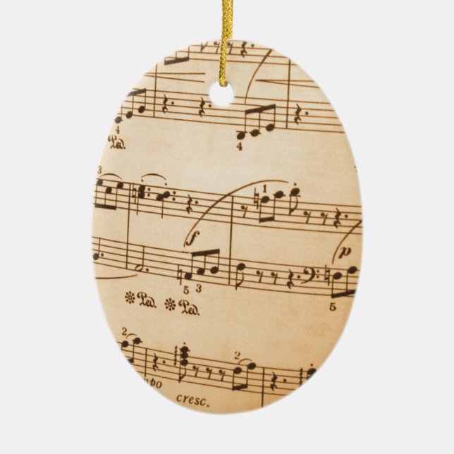 Music Notes Background Ceramic Tree Decoration (Front)