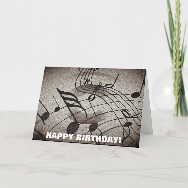 Music Notes Birthday Greeting Card (Front)