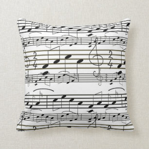 Music Notes Black and White Clef Note Sheet Music Cushion