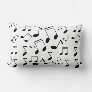 Music notes black lumbar cushion