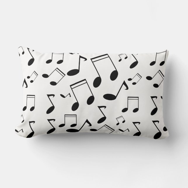 Music notes black lumbar cushion (Front)