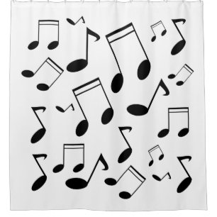 Music notes black shower curtain