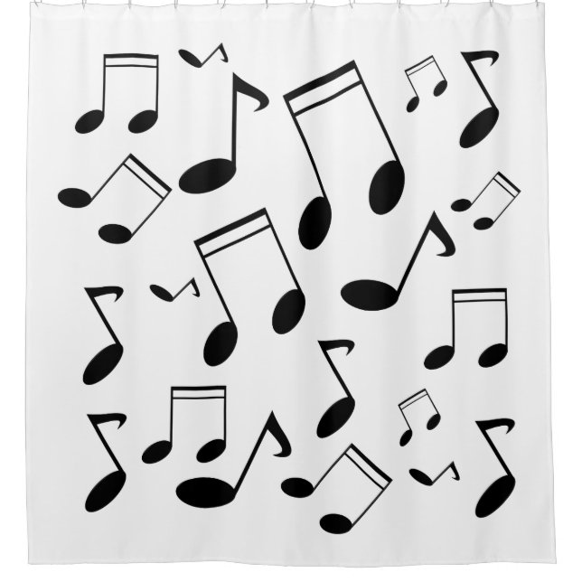 Music notes black shower curtain (Front)