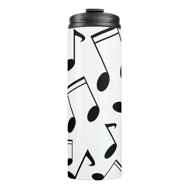 Music notes black thermal tumbler (Front)