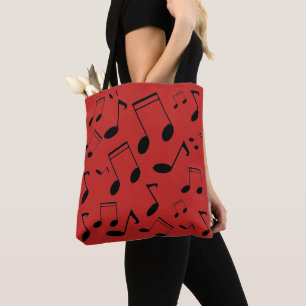 Music notes black tote bag