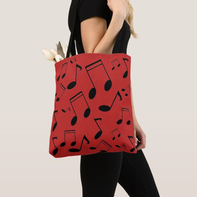 Music notes black tote bag (Close Up)