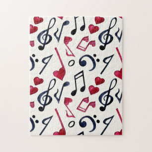 Music Notes Black & White Jigsaw Puzzle
