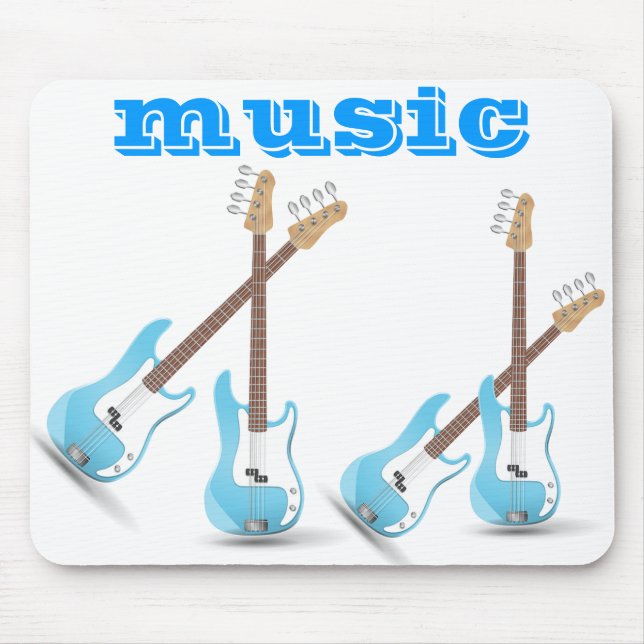 Music Notes Blue Chevrons Zigzags Pattern Destiny Mouse Pad (Front)