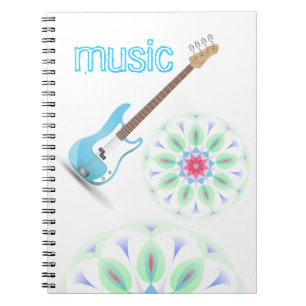 Music Notes Blue Chevrons Zigzags Pattern Destiny Notebook