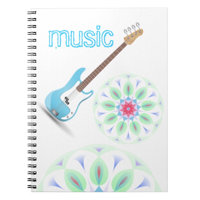Music Notes Blue Chevrons Zigzags Pattern Destiny Notebook (Front)