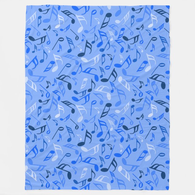 Music Notes Blue Fleece Blanket (Front)