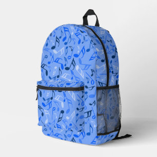 Music Notes Blue Printed Backpack