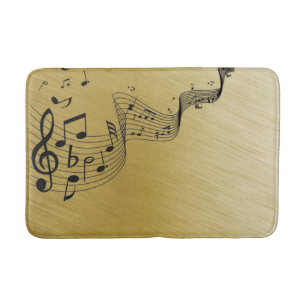 Music Notes Brushed Gold  Bath Mat