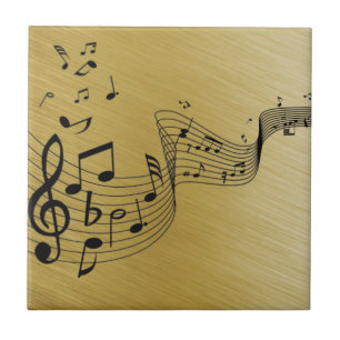 Music Notes Brushed Gold  Ceramic Tile