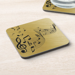 Music Notes Brushed Gold Coaster