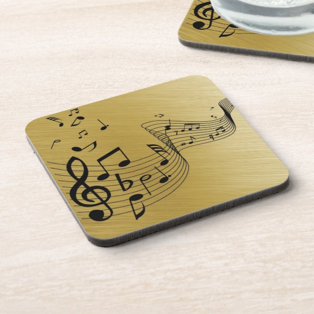 Music Notes Brushed Gold  Coaster (Left Side)