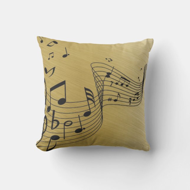 Music Notes Brushed Gold  Cushion (Front)