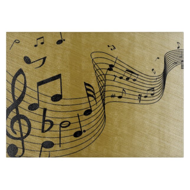 Music Notes Brushed Gold  Cutting Board (Front)
