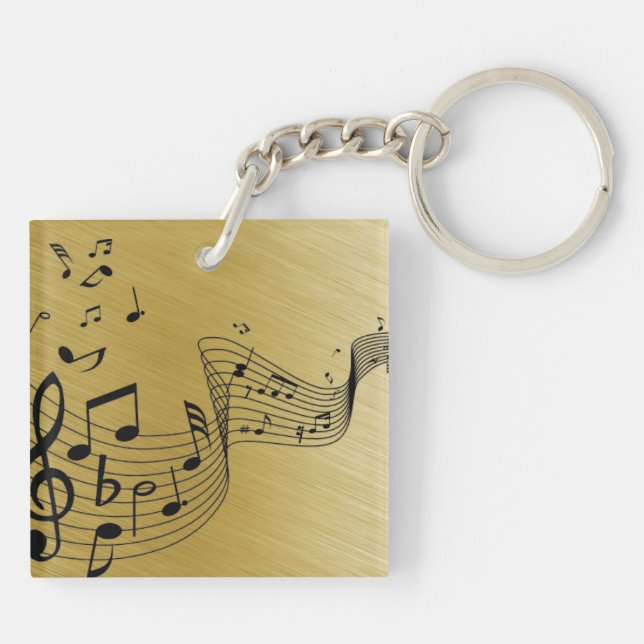 Music Notes Brushed Gold  Key Ring (Back)