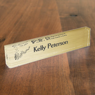 Music Notes Brushed Gold  Nameplate