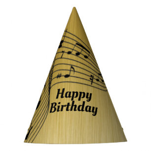 Music Notes Brushed Gold Party Hat