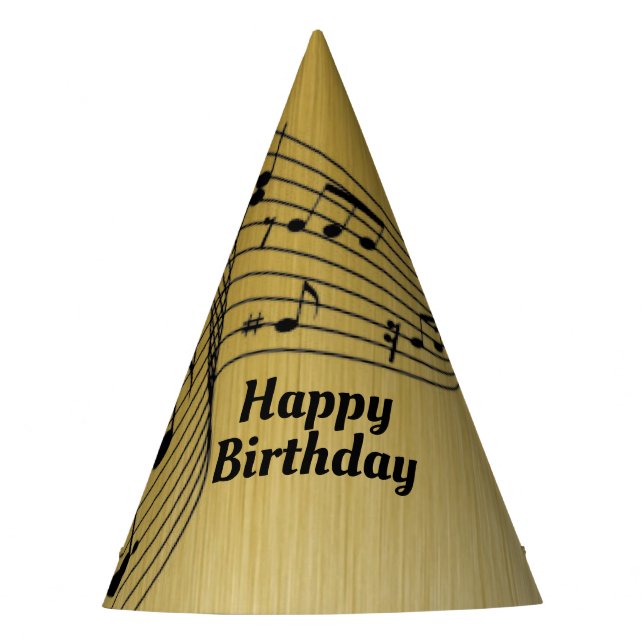 Music Notes Brushed Gold  Party Hat (Front)